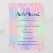 Elegantes Glitzer Holographic Bridal Brunch Menü Menükarte (Vorne/Hinten)