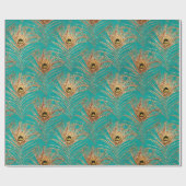 Elegantes Glitzer Peacock Feathers Pattern Geschenkpapier (Flach)