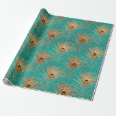 Elegantes Glitzer Peacock Feathers Pattern Geschenkpapier (Ungerollt)