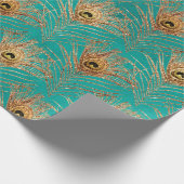 Elegantes Glitzer Peacock Feathers Pattern Geschenkpapier (Ecke)