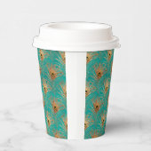 Elegantes Glitzer Peacock Feathers Pattern Pappbecher (Rechts)