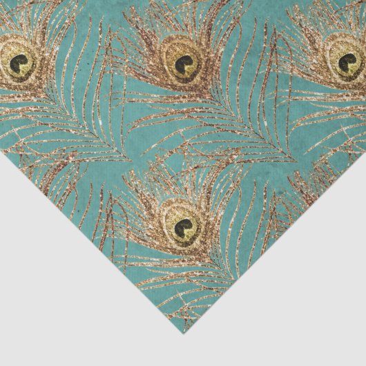 Elegantes Glitzer Peacock Feathers Pattern Seidenpapier (Detail)