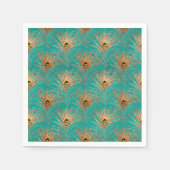 Elegantes Glitzer Peacock Feathers Pattern Serviette (Vorderseite)