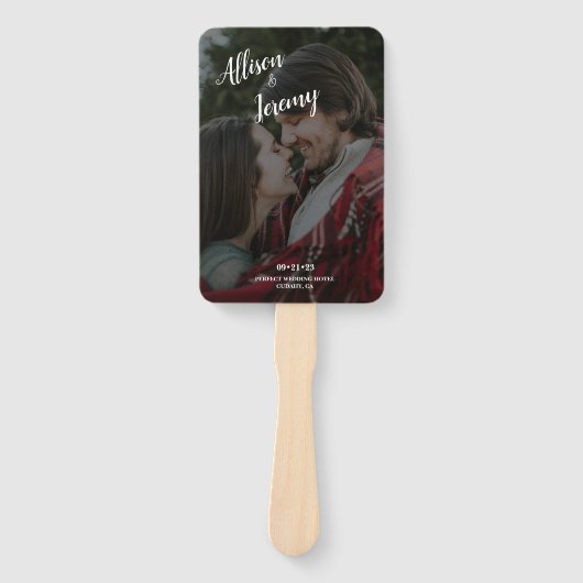 Elegantes Glitzer Rose Gold Foto Hochzeitsprogramm Fächer (Vorderseite)