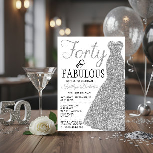 Elegantes Glitzerkleid Vierzig und Fantastisch G Einladung