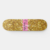Elegantes Glitzern Glitzer Kalligraphie Monogramm Skateboard (Horizontal)