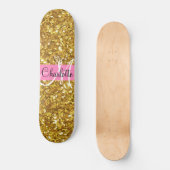 Elegantes Glitzern Glitzer Kalligraphie Monogramm Skateboard (Vorderseite)