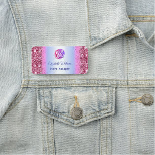 Elegantes glitzerndes rosa Folien-Namensschild Namensschild