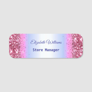 Elegantes glitzerndes rosa Folien-Namensschild Namensschild