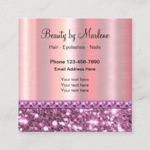 Elegantes, glitzerndes Roségold-Design Quadratische Visitenkarte
