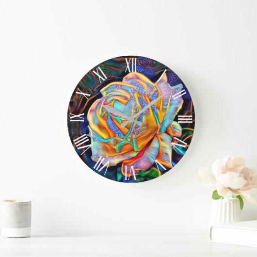 Elegantes Glossy Einzigartige Rose Große Wanduhr (Zuhause)