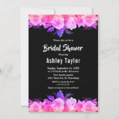 Elegantes Glow Rose Neon Floral Brautparty Einladung (Vorderseite)