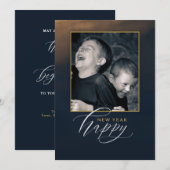 Elegantes Glück Neues Jahr 5 x 7 Karte - 1 Foto (Vorne/Hinten)