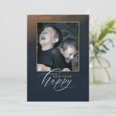 Elegantes Glück Neues Jahr 5 x 7 Karte - 1 Foto (Stehend Vorderseite)