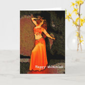 Elegantes glückliches Bellydancer Gruß-Karte ~ Karte (Gelbe Blume)