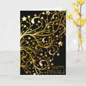 Elegantes glückliches Diwali spielt das schwarze Karte (Gelbe Blume)