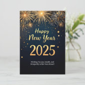 Elegantes glückliches neues Jahr 2025 Feiertagskarte (Stehend Vorderseite)