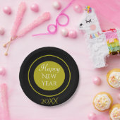 Elegantes glückliches neues Jahr mit Jahr Schwarze Pappteller (Party)