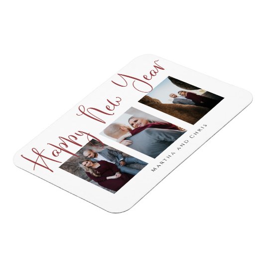 Elegantes glückliches neues Jahr Moderne rosa Foto Magnet (Linke Seite)