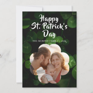 Elegantes Glückskleeblatt-Foto St. Patricks Tag Feiertagskarte