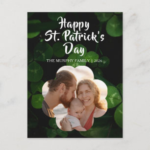 Elegantes Glückskleeblatt-Foto St. Patricks Tag Feiertagspostkarte