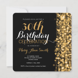 Elegantes Gold30. Geburtstags-Party-Glitzern Einladung