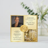 Elegantes Gold50. Einladung (Stehend Vorderseite)