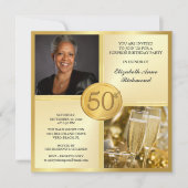 Elegantes Gold50. Einladung (Vorderseite)