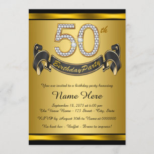 Elegantes Gold50. Geburtstags-Party Einladung