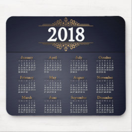 Elegantes Gold 2018 und blauer Kalender | Mousepad