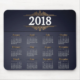 Elegantes Gold 2018 und blauer Kalender Mousepad