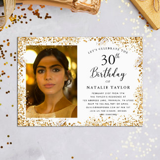 Elegantes Gold 30. Geburtstag Party Einladung