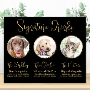 Elegantes Gold 3 Foto Haustier Hochzeit Signature- Poster