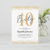 Elegantes Gold 40. Geburtstag Party Einladung (Stehend Vorderseite)
