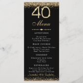 Elegantes Gold 40. Geburtstags-Dinner-Menü Menükarte (Vorderseite)