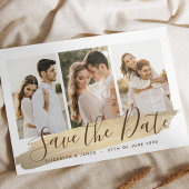 Elegantes Gold 4 Foto Save the Date Hochzeit Einla