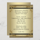 Elegantes Gold 50. Hochzeitliches Jubiläum Party Einladung (Vorne/Hinten)