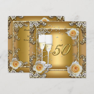 Elegantes Gold 50. Hochzeitliches Jubiläum Party Einladung