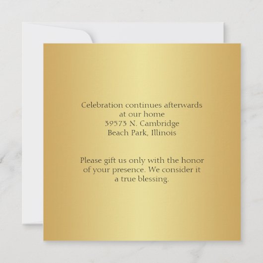Elegantes Gold 50. Hochzeitstag - Einladung 5 (Rückseite)
