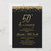 Elegantes Gold 50. Hochzeitstag Party Einladung (Vorderseite)