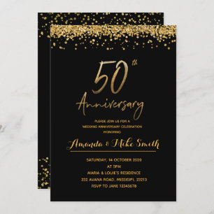 Elegantes Gold 50. Hochzeitstag Party Einladung