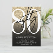 Elegantes Gold 80. Geburtstag Einladung (Stehend Vorderseite)