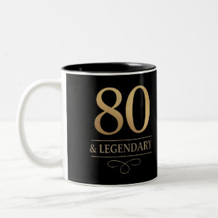 Elegantes Gold 80. & legendärer Geburtstag Zweifarbige Tasse