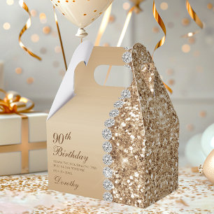 Elegantes Gold 90. Geburtstag Geschenkschachtel