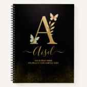Elegantes Gold "A" Monogram Notebook Notizblock (Vorderseite)