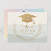 Elegantes Gold Abschluss Design | Träume beginnen Postkarte (Vorne/Hinten)