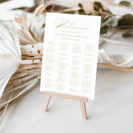 Elegantes Gold Alphabetisches Seating Chart Poster