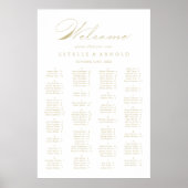 Elegantes Gold Alphabetisches Seating Chart Poster (Vorne)