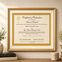 Elegantes Gold-Ältesten-Urkunde zur Ordination