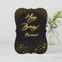 Elegantes Gold am Schwarzen Geburtstag Einladung